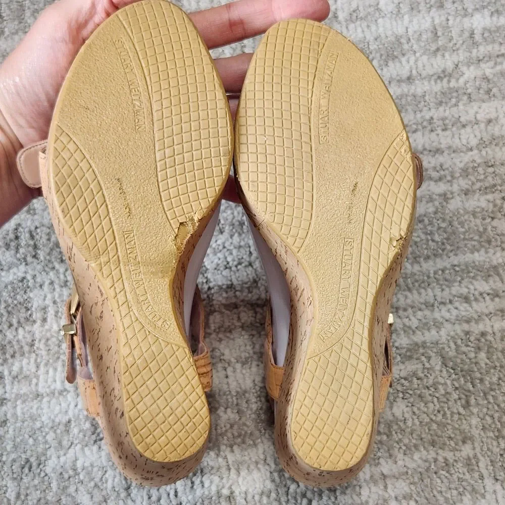 Stuart Weitzman Twofer platform wedge sandals cork size 8 - Picture 9 of 12